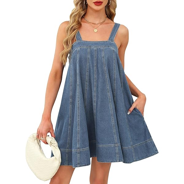 SHENHE Women's Ruffle Hem Denim Mini Dress Sleeveless Button Up Flowy Jean Tank Dresses Light Wash Blue X-Small at Amazon Women's Clothing store SHENHE Women's Ruffle Hem Denim Mini Dress Sleeveless Button Up Flowy Jean Tank Dresses Light Wash Blue X-Small at Amazon Women's Clothing store