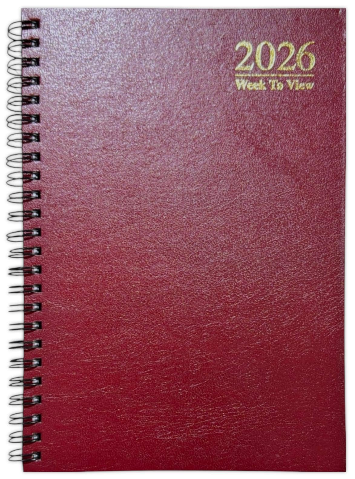 Orbitron 2026 Diary A5 Week to View Wiro Hardback Full Year Organiser Calendar Planner (Red)