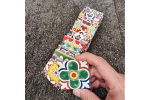 HEIMERDINGER 16 Mixed Mexican Moroccan Talavera Designs Ceramic Tile Mosaics 1.9"x1.9" / Piece- 16 Pieces/Pack