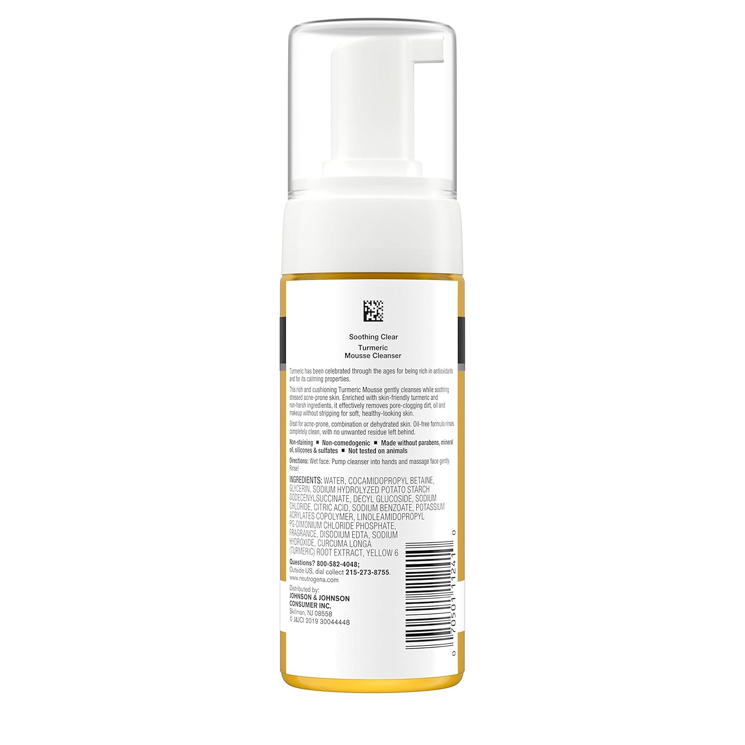 Neutrogena Soothing Clear Calming Mousse Facial Cleanser with Soothing & Calming Turmeric, Gentle Face Wash for Acne-Prone Skin, Paraben-Free, Oil-Free, Not Tested on Animals, 5 fl. oz: Beauty