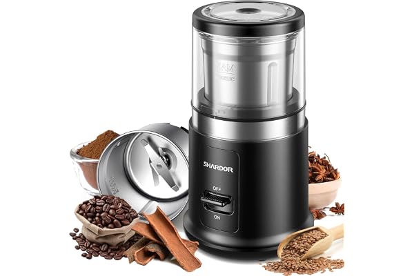 SHARDOR One Touch Coffee Grinder Electric, Spice, Herb, for Coffee Bean Spices and Seeds with 1 Removable Stainless Steel Bow