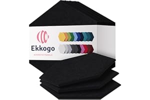 Ekkogo Acoustic Panels 12-Pack Soundproof Wall Panels 12"X10.4"X0.4" Sound Panels High Density Sound Dampening Panels - [Deep Black Hexagon]