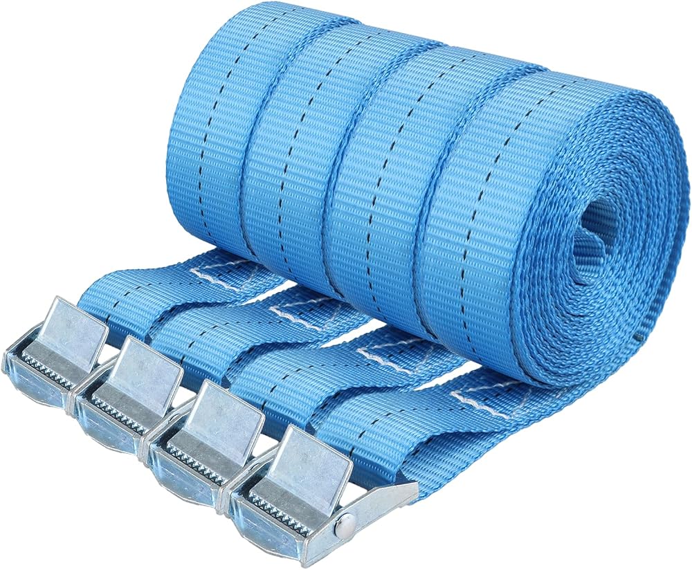 ASelected 4 Pcs Ratchet Tie Down Straps 4 m x 25 mm Blue