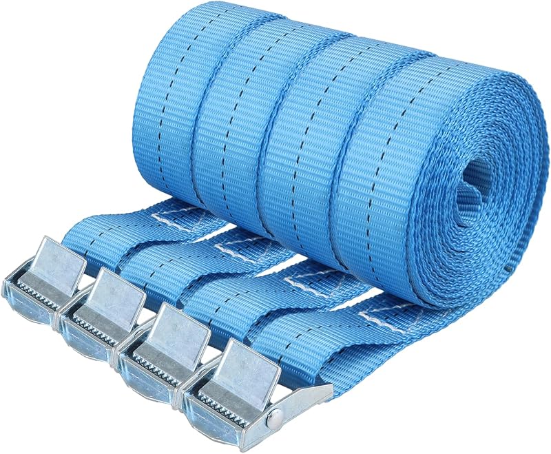 ASelected 4 Pcs Ratchet Tie Down Straps 4 m x 25 mm Blue