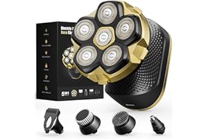 Trimcoo Head Shaver Pro for Bald Men [Titanium-Coated Blades] 5-in-1 Magnetic Electric Trimmer, Powerful 8500 RPM Motor, USB-C Fast Charge, LED Display, IPX7 Waterproof for Body Hair Grooming (Gold)
