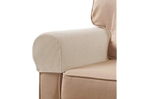 subrtex Stretch Armrest Covers Spandex Arm Covers for Chairs Couch Sofa Armchair Slipcovers for Recliner Sofa with Twist Pins 2pcs (Camel)
