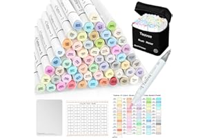 Taotree Alcohol Brush Markers Art Supplies, 61 Pastel Colors Dual Tip Art Coloring Markers Pens, Brush & Fine Tip Sketch, Drawing Supplies Gift for Artist Adult Coloring Book Painting, Sketching