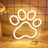 Aslanka Dog Cat Paw Neon Sign: Paw Print LED Neon Lights for Home Room Wall Decor - USB Powered Pet Foot Light up Sign for Bedroom Doghouse Bar Shop Son Boys Kids Family Gifts (Warm White)