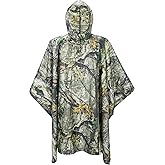 GRVCN Military Rain Poncho, Camouflage Raincoat Outdoor Waterproof Lightweight