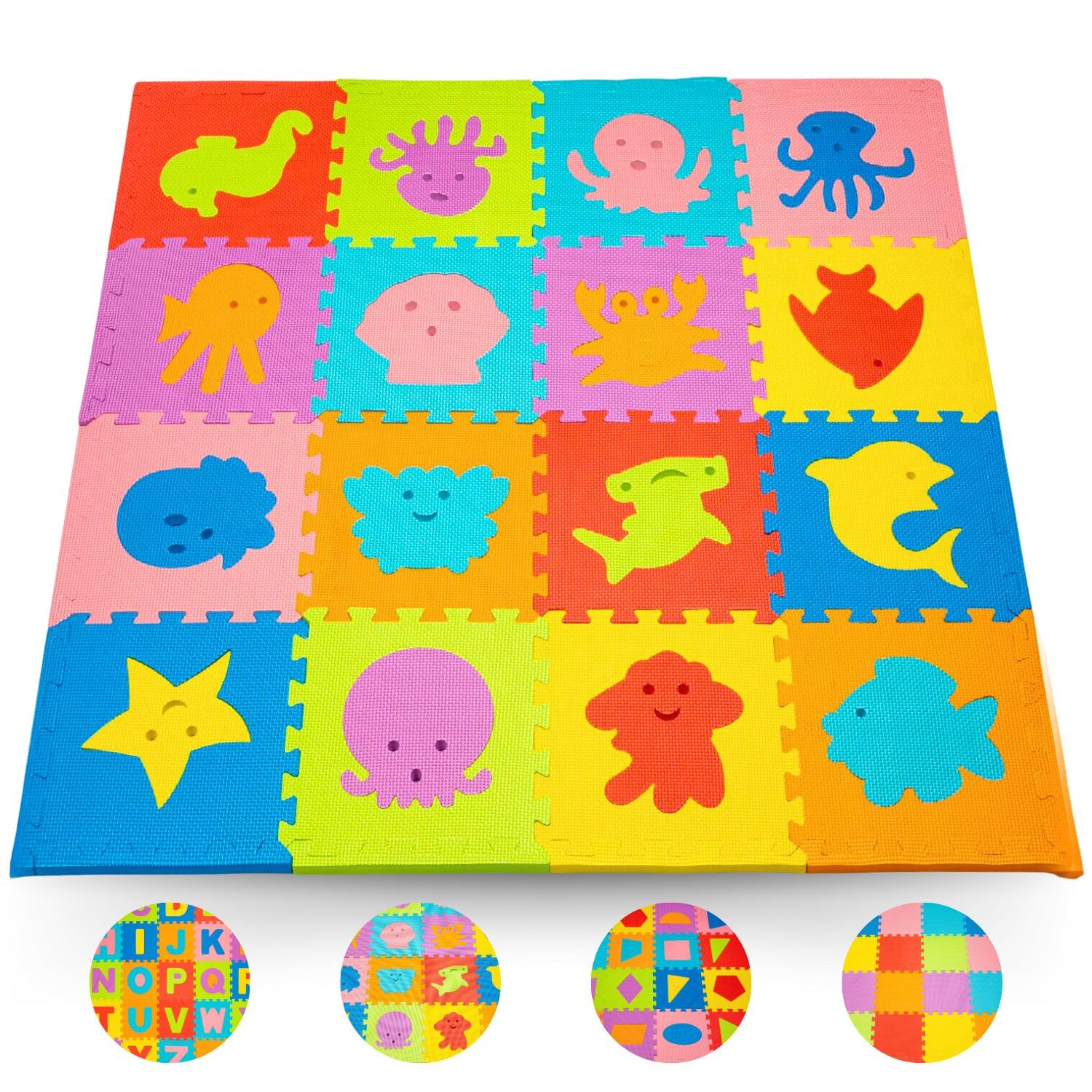 Photo 1 of TOYVELT Foam Puzzle Floor Mat for Kids – 12x12 16 Tiles Interlocking Play Mat with Colors, Alphabet, ABC, – Educational Large Puzzle Foam Floor Tiles for Crawling, Exercise, Playroom, Play Area