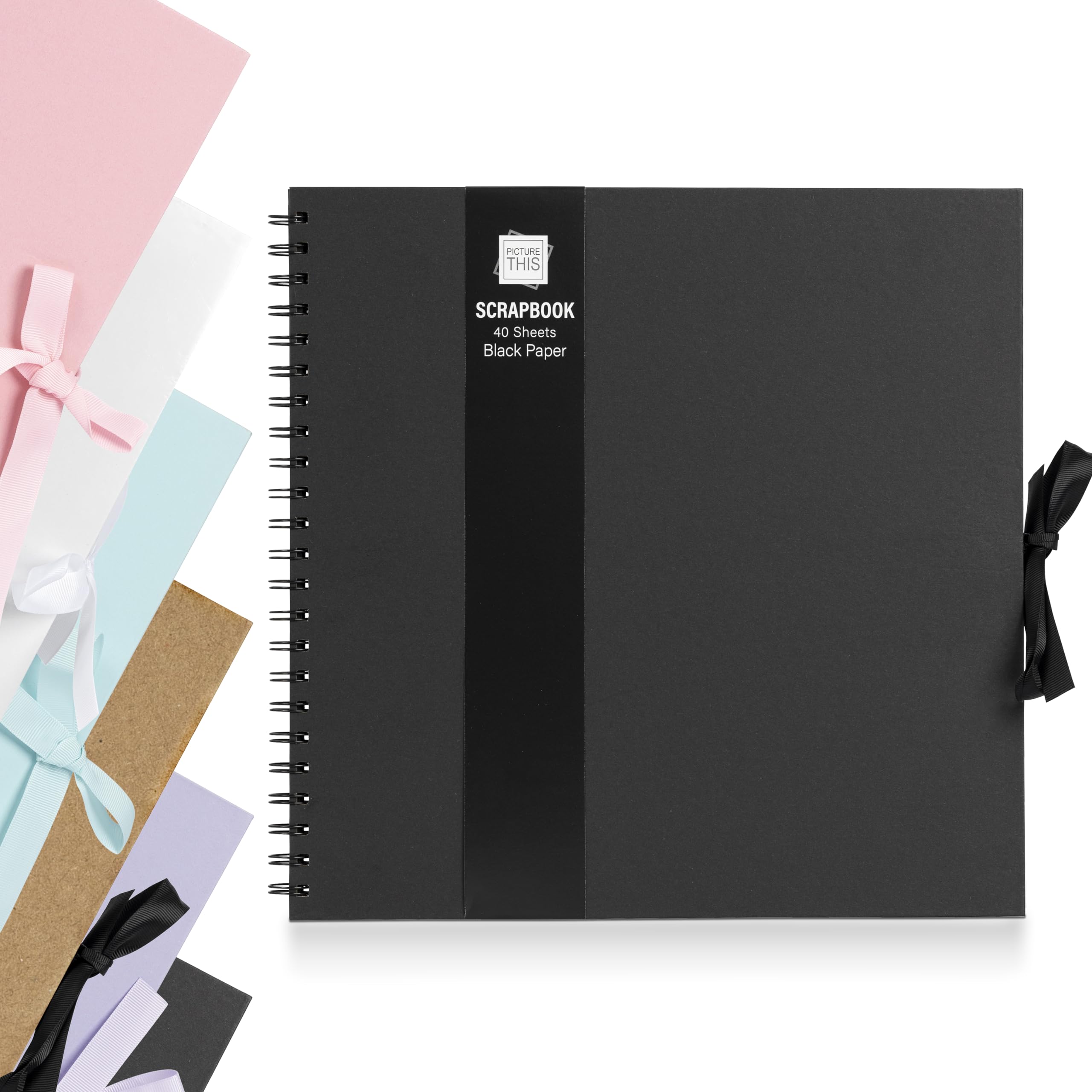 Scrapbook Photo Album Spiral Bound for Wedding Couple Travel Memory Book with 40 Pages - Large, 12 x 12" (Black)