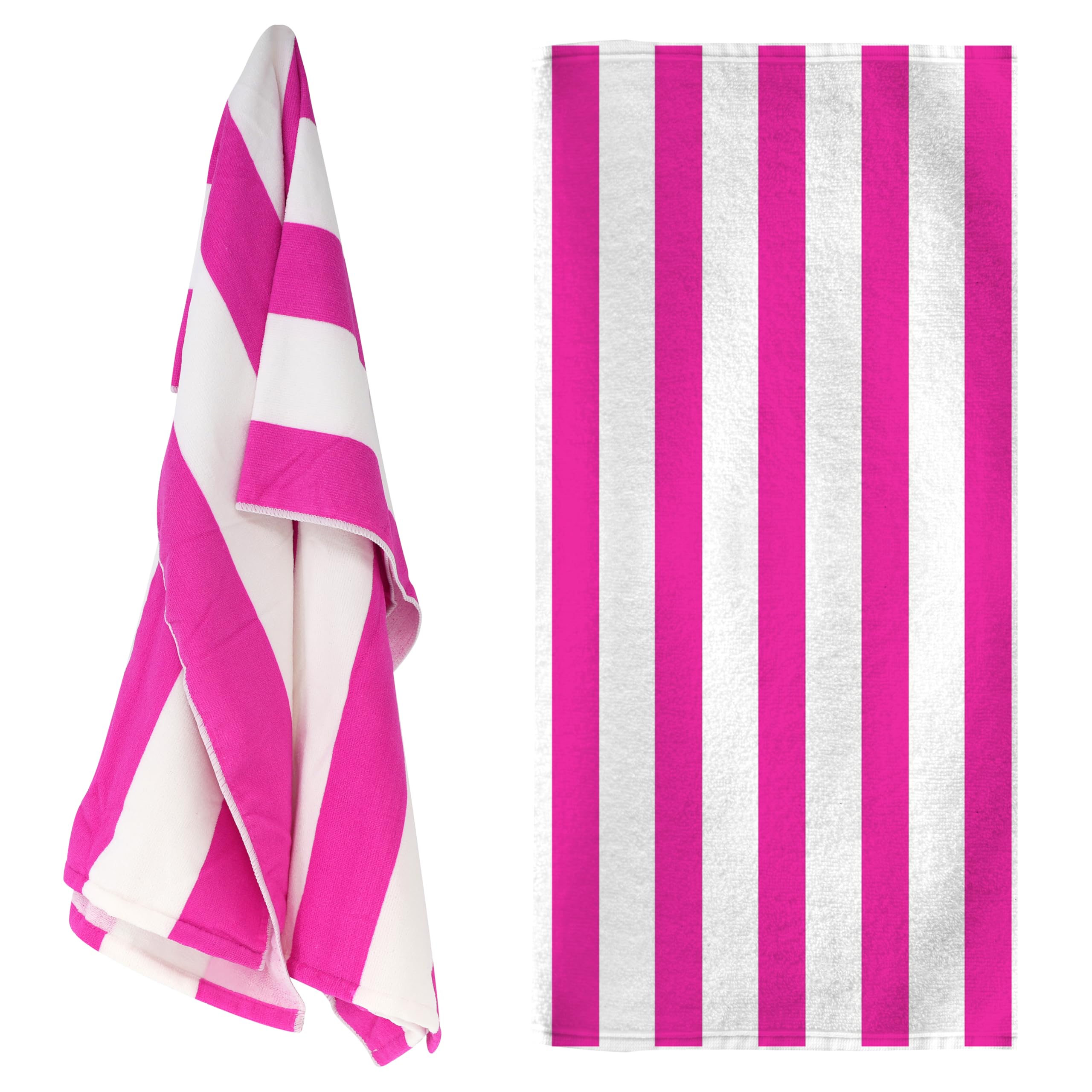 GEEZY Microfibre Beach Towel, Pink Striped - Quick Drying, Lightweight, Sand-Free, Large & Durable, Summer Design - Beach Essentials for Travel, Holiday, Swimming, Sauna, Adults & Kids, 70x140cm