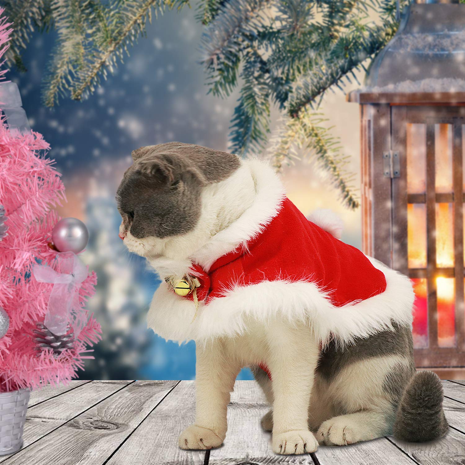 Legendog Cat Costume Christmas Adjustable Cat Santa Clothing Pet Costumes Pet Apparel for Small Dogs and Cats (Cat Christmas Costume with Bell)