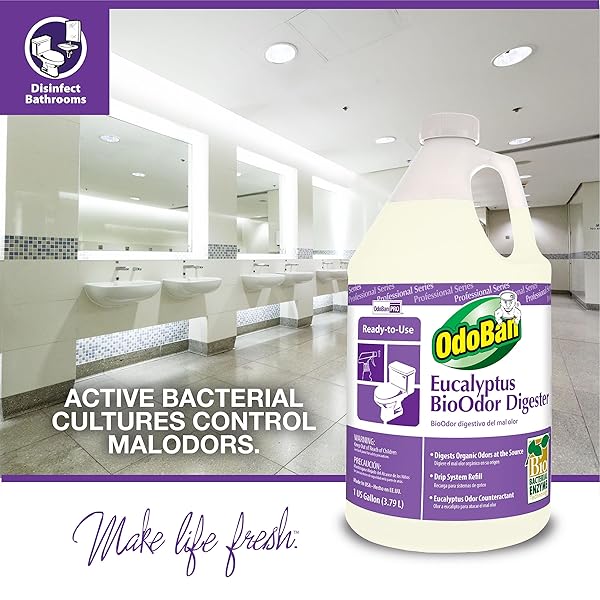 ODOBAN PROFESSIONAL CLEANING READY-TO-USE BIOODOR DIGESTER HARSH AROMA COUNTERACTANT, MADE IN THE USA, EUCALYPTUS SCENT, 1 GALLON