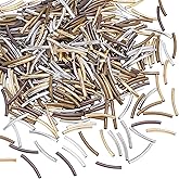 PH PandaHall 500pcs Noodle Tube Spacer Beads - 25mm Long Curved Brass Spacers in 5 Colors for DIY Wrist Bracelet Anklet Necklace Earring Jewelry Making