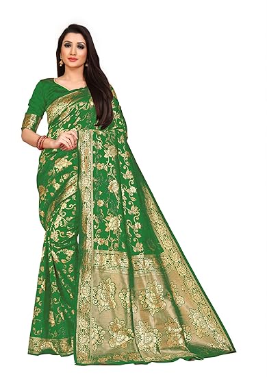 Divaastha Green Jequard Floral Saree with Blouse Piece (VHF103GREEN)