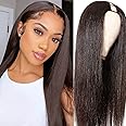 Aisaide Straight V Part Wig Synthetic Long Straight V Part Wigs Brown V Part Half Wigs for Black Women U Part Wig Upgrade Full Head Clip in Hair Extensions Glueless V Shaped Wig 22inch 4#