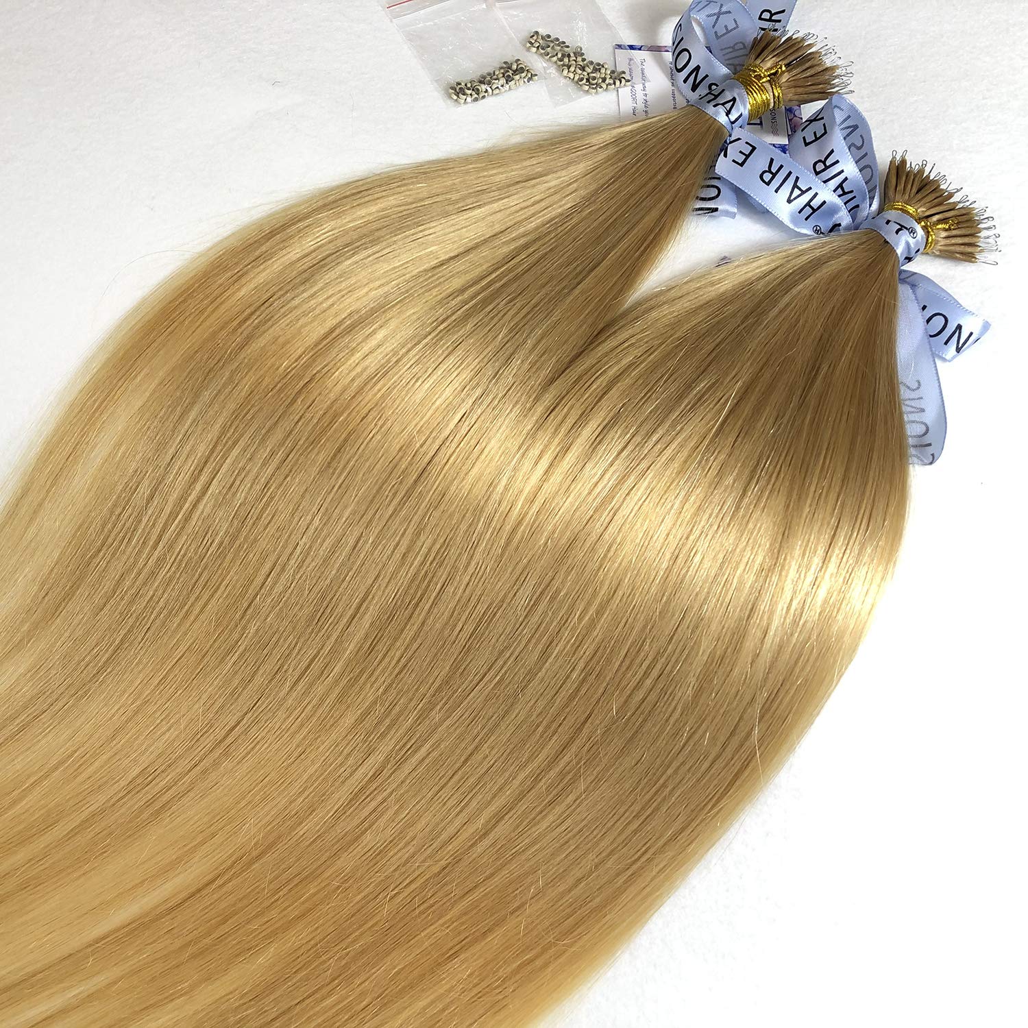 GOOFIT Nano Tip Hair Extensions Nano Beads Human Hair Remy Hair Nano Ring - 1g/s, 50s/pack - (20" #22 Medium Gold Blonde)