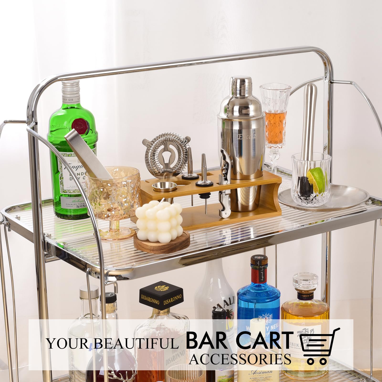 Bartender Kit Cocktail Shaker Set with Stand Bar Tool Bar Set for Drink Mixing Home Bartending Kit 11-Piece Bar Cart Accessories: Martini Shaker, Mixer Spoon, Jigger, Muddler, Strainer & Recipes Gifts - Image 8