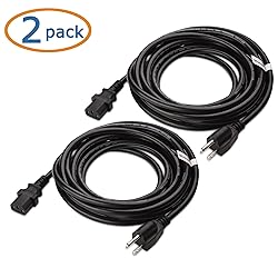 Cable Matters 2-Pack 13A 3 Prong TV Power Cord 15
