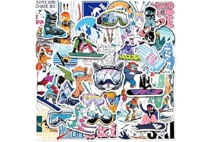 Ski Stickers,Skiing Graffiti Stickers,50Pcs Vinyl Waterproof Decals for Adult Teens,for Phone Laptop Water Bottles Skateboard