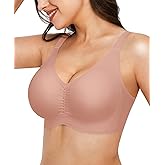 Popilush Seamless Bras for Women - Wireless Pushup Bra Full Coverage Comfortable T Shirt Bralette with Support and Lift