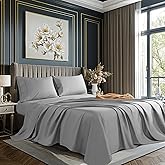 REDASW 100% Cotton Queen Sheet Set 1000 Thread Count Bedding Set Bed Sheet 4 Piece Sets,16 inches Deep Pocket (Grey, Queen)