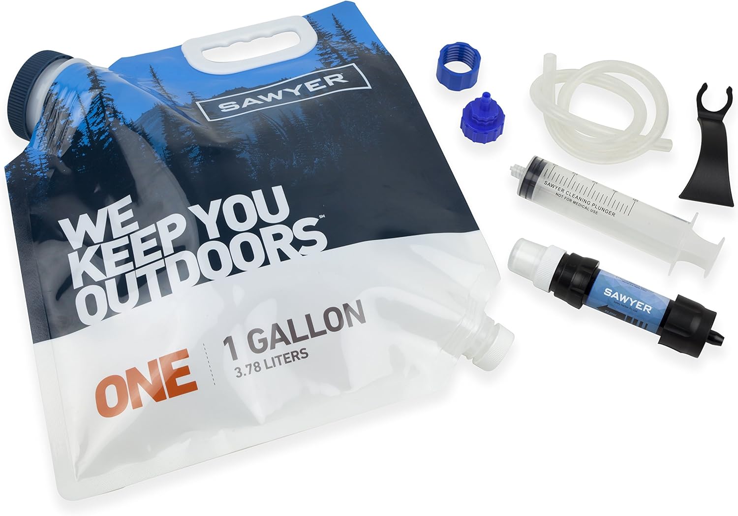 Sawyer Products SP160 One-Gallon Gravity Water Filtration System with Dual-Threaded Mini Filter, Blu/White/Clear: Sports & Outdoors