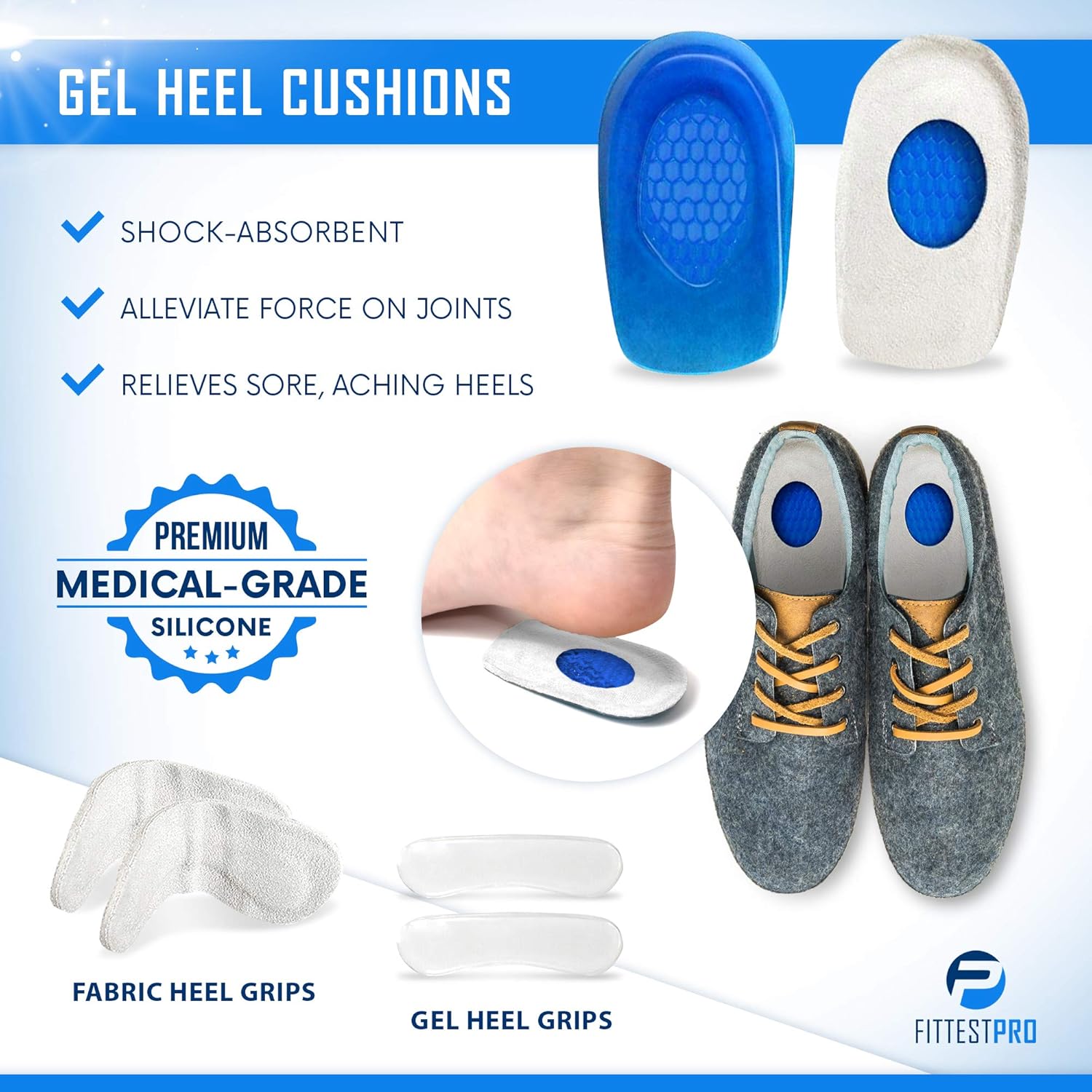 Plantar Fasciitis Foot Pain Relief 14-Piece Kit – Premium Planter Fasciitis Support, Gel Heel Spur & Therapy Wraps, Compression Socks, Foot Sleeves, Arch Supports, Heel Cushion Inserts & Heel Grips: Health & Personal Care