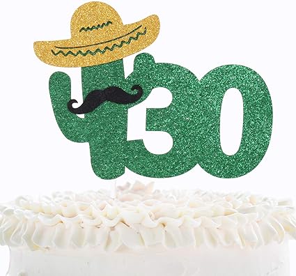 Amazon Com Fiesta 30th Birthday Cake Topper Green Glitter