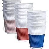 Glowcoast Paper Cups 8 oz [120 pack] - Biodegradable Compostable Disposable Coffee Cups, No Lids. To Go Coffee Cups 8oz, Ripple Insulated. Mini To Go Cup For Tea. Party, Bathroom (Fall)