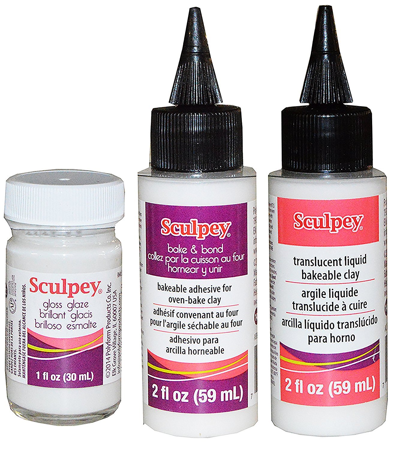 Sculpey Artist Set 1 Fl Oz Gloss Glaze, 2 Fl Oz Bake and Bond Bakeable