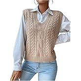 SOLY HUX Women's V Neck Sweater Vest Sleeveless Cable Knit Pullover Tank Tops Fall Clothes
