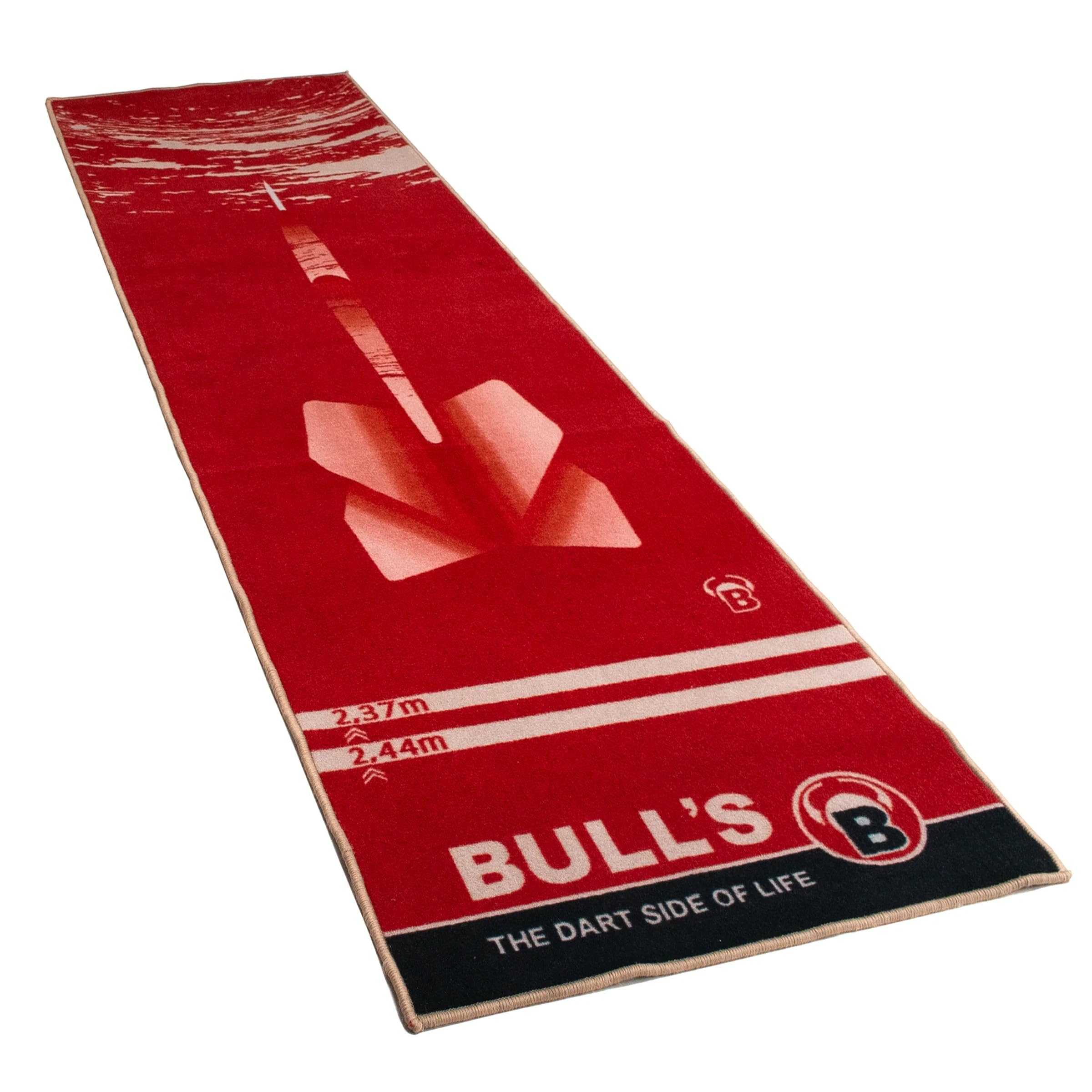 Bull's Carpet Mat 180 Red Non-Slip Premium Dart Rug, Environmentally Friendly Tournament Dart Mat Made of Nylon and Rubber, Official Distance to Dartboard 237 cm, Protection for Darts and Tips, 280 x 80 cm
