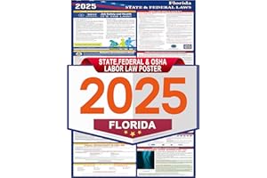 RSGIFT 2025 Florida State and Federal Labor Laws Poster,OSHA Workplace Compliant,English Employment Poster,All in One Required Compliance Posting 16" x 40"