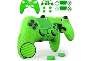 Foamy Lizard Eclipse PS5 Edge Controller Skin Combo Set | Dock Compatible, Protector Decals, Anti-Slip Soft Gel Silicone Cover, Faceplate Shell & Thumb Grips for PlayStation 5 DualSense Edge (Green)