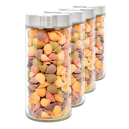 Lg Luxury Grace Lot De 4 Bocaux En Verre 1 2 L 23x10 Cm Pot En Verre Borosilicate Bocal En Verre Avec Couvercle Filete En Acier Inoxydable Amazon Fr Cuisine Maison