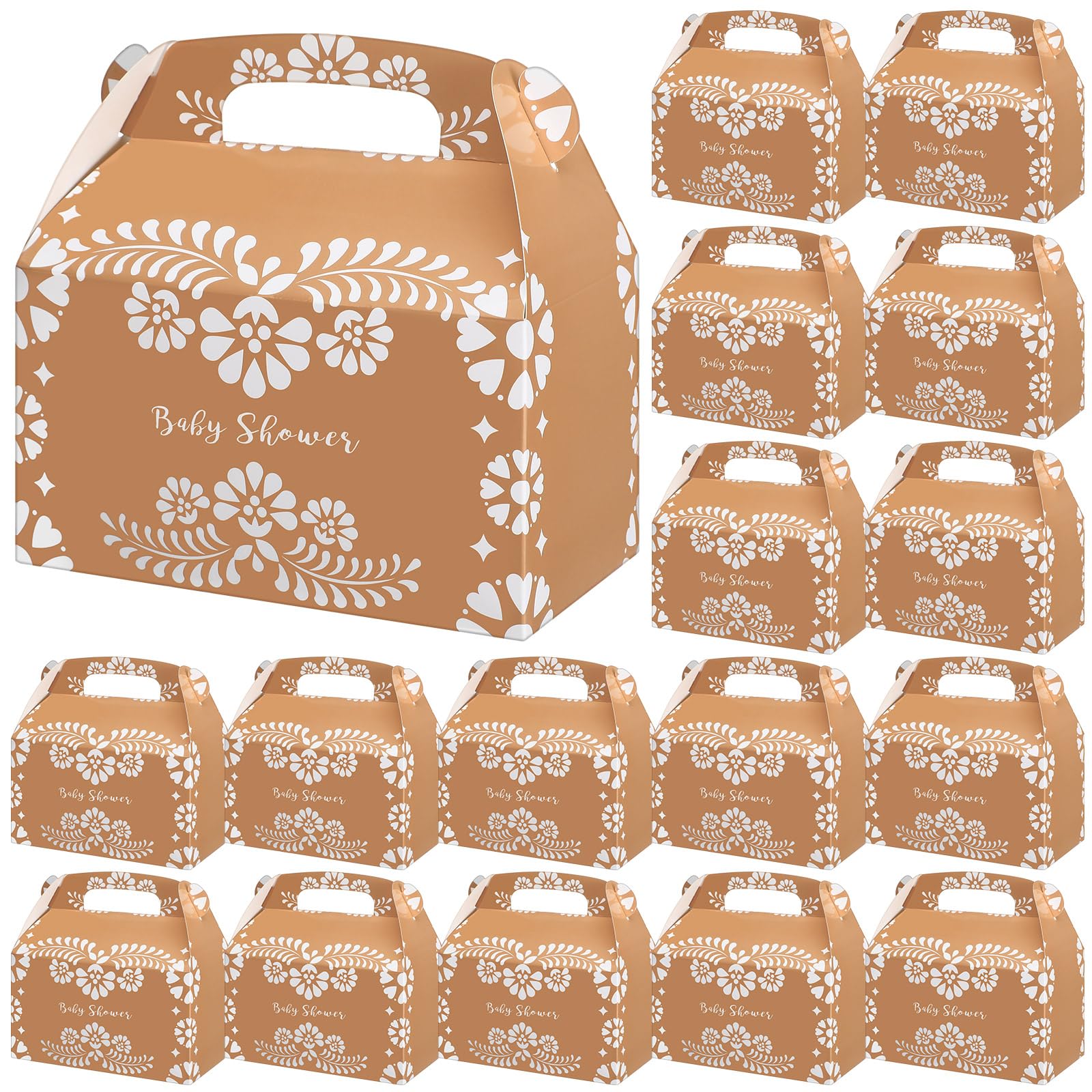 Photo 1 of Gueevin 72 Pcs Mexican Baby Shower Party Favor Boxes Platos De Barro Terracotta Baby Shower Treat Boxes Cinco De Mayo Paper Candy Cookies Box Decoration for Themed Party Supplies Birthday Decor