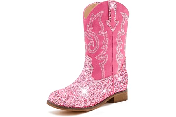Motasha Cowgirl Boots for Girls Toddler Boys Cowboy Boots Little Kids | Glitter Girls Cowboy Boots,Western Boys Cowboy Boots,Mid Calf,Pull On,Toddler Little Big Kid Boot,Riding Rodeo Party