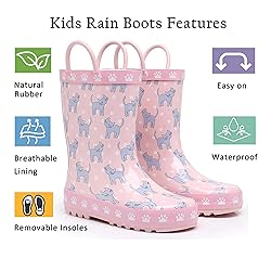 LANCDON Toddler Rain Boots for Boys and Girls