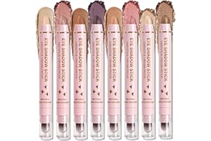 QIUFSSE 8PCS Eye Shadow Sticks,Shimmer & Matte Cream Eyeshadow Stick Set,Dual-ended Eye Brightener Stick,Soft Eye Shadow for 