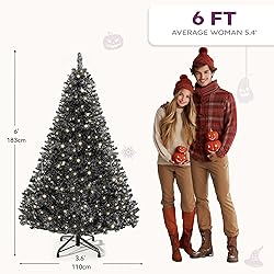 YITAHOME 6ft Prelit Black Artificial Christmas Tree