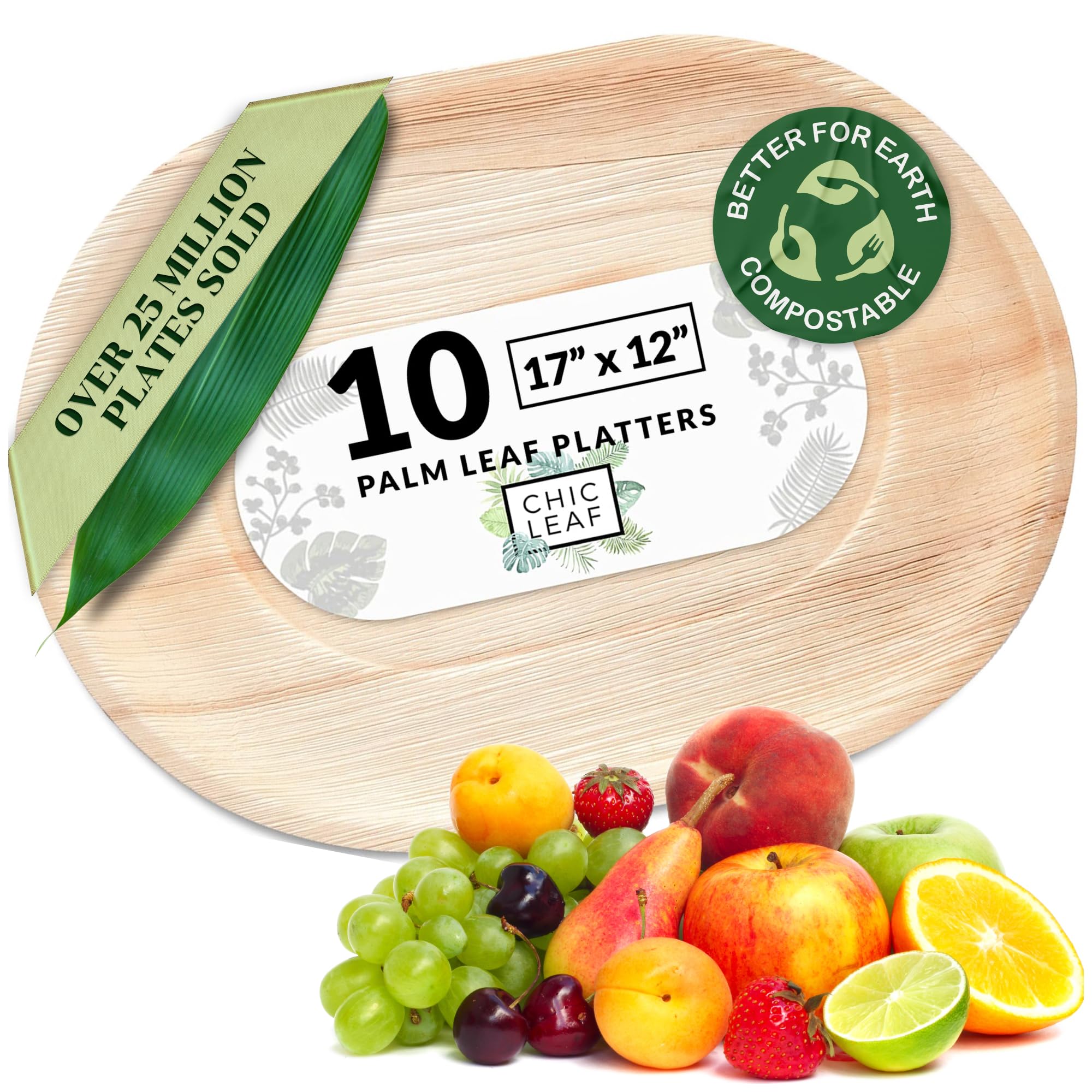 Trays For Food Serving HAAGO 20 Eco-Friendly Palm Leaf Bowls - Compostable Like Wooden & Bamboo Bowls For Hot & Cold Food, Microwave & Freezer Safe Disposable Tableware Serving Bowls