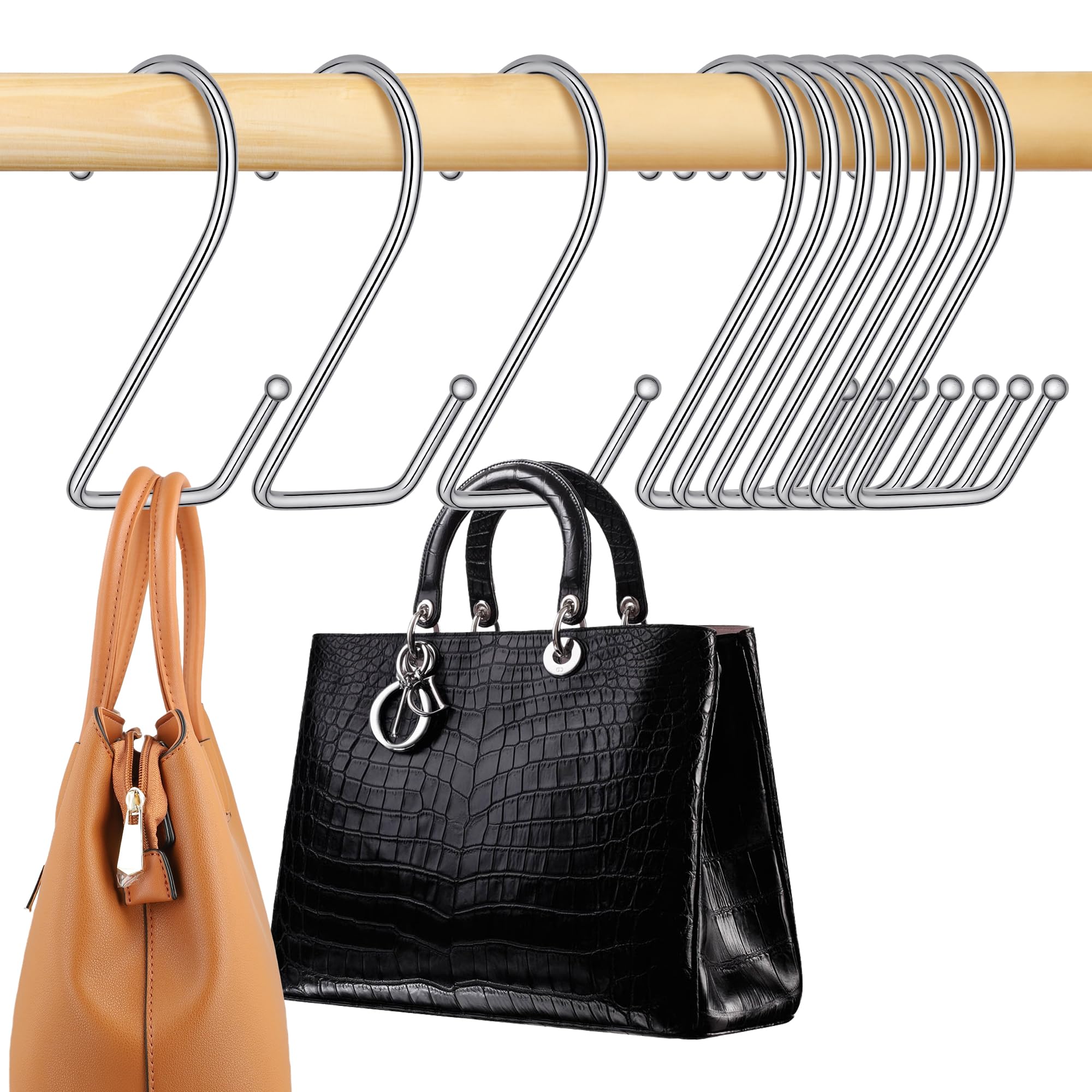 Photo 1 of OMHOMETY 15 Pack Purse Hanger for Closet, Super Sturdy Purse Hooks, Hanging Backpack Bag Holder, Closet Organizers and Storage, Silver