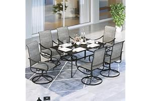 MFSTUDIO Patio Dining Set for 6, Outdoor Dining Set with Umbrella Hole, 7 Piece Patio Table and Chairs Set for Deck Backyard Poolside Garden