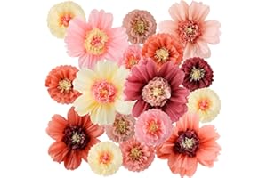 Crowye Large Colorful Tissue Paper Flowers Decorations 20" Giant Fiesta Crepe Paper Flowers for Wall Decor Backdrop Mexican Wedding Birthday Baby Shower Carnival Party Xmas Craft(Vintage Color,12 Pcs)