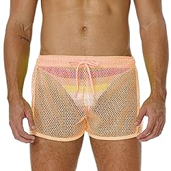 FIROTTII Mens Mesh Shorts Sexy Boxers See Through