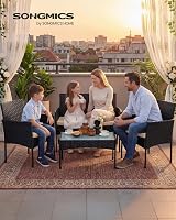 SONGMICS Garden Furniture Set Polyrattan Outdoor Patio Brown Taupe GGF002K01 view 2