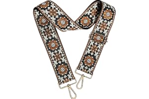 LINKSANDT Purse Straps Replacement Crossbody, Bag Strap Guitar Straps for Handbags, Shoulder Strap for Bag with Embroidery Pattern