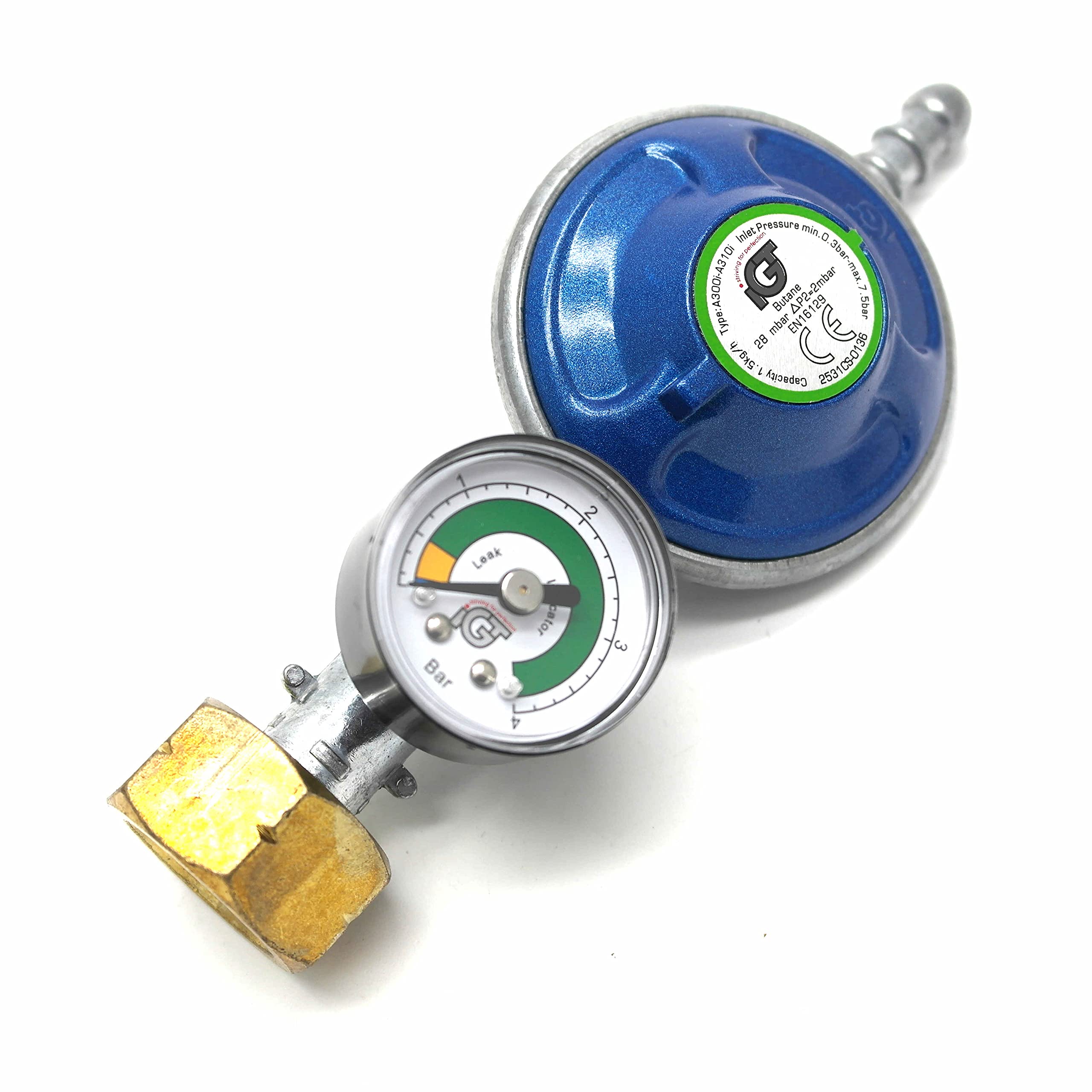 Butane gas regulator with pressure gauge for Calor 4.5 kg Dumpy